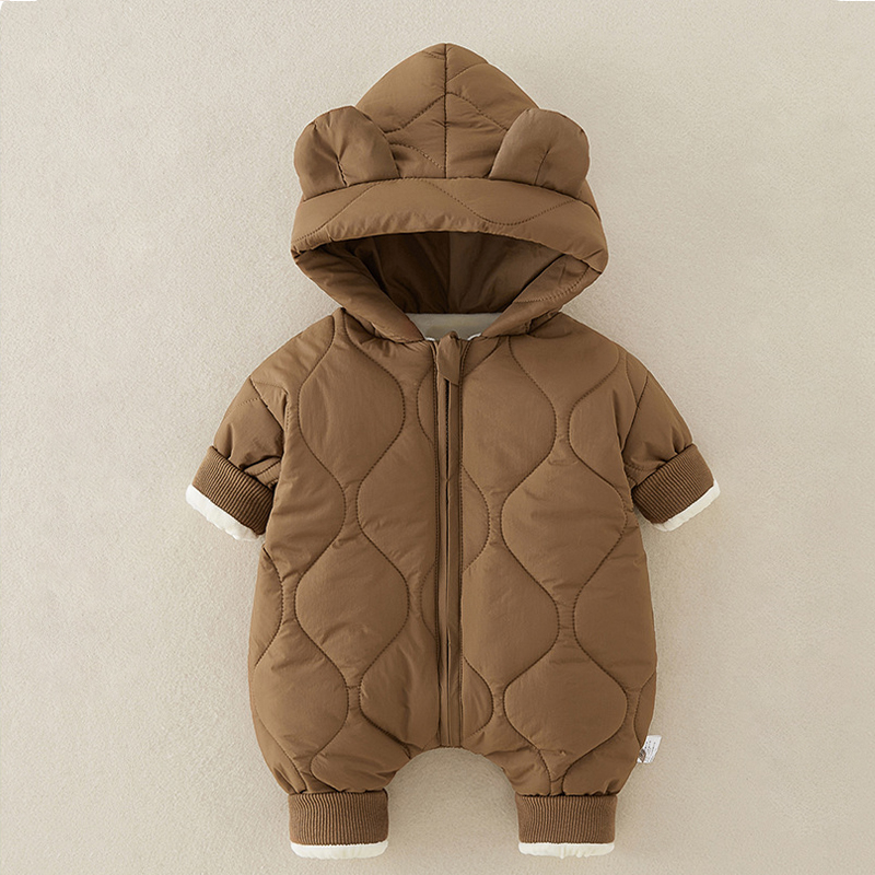 Baby Bear Hooded Quilted Romper