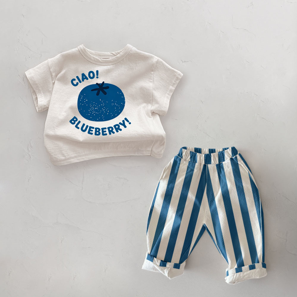 CIAO BLUEBERRY Baby Toddler Pattern Casual Pants 2-Piece Set