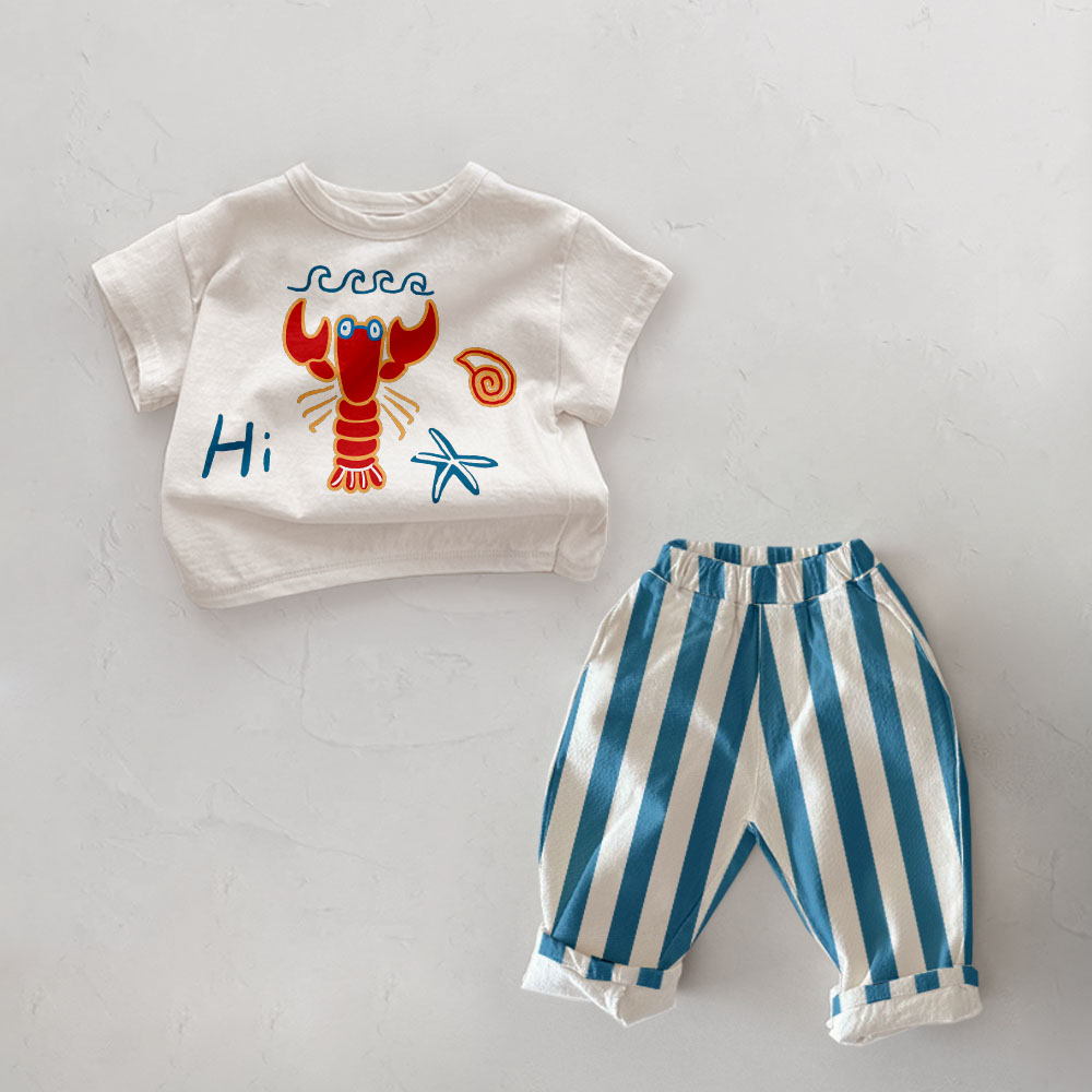 HI Baby Toddler Lobster Pattern Casual Pants 2-Piece Set