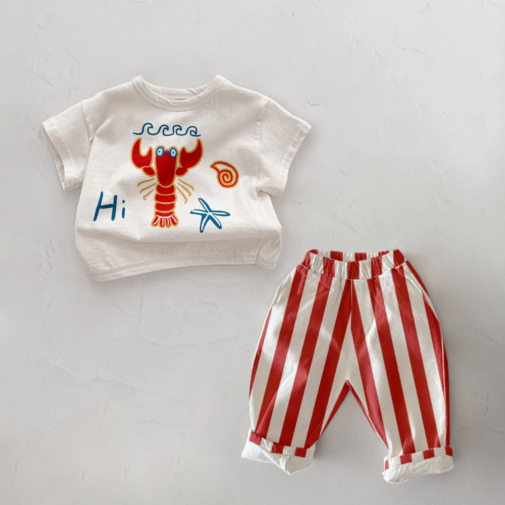 HI Baby Toddler Lobster Pattern Casual Pants 2-Piece Set