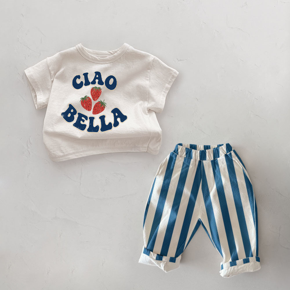 CIAO BELLA Baby Toddler Strawberry Pattern Casual Pants 2-Piece Set