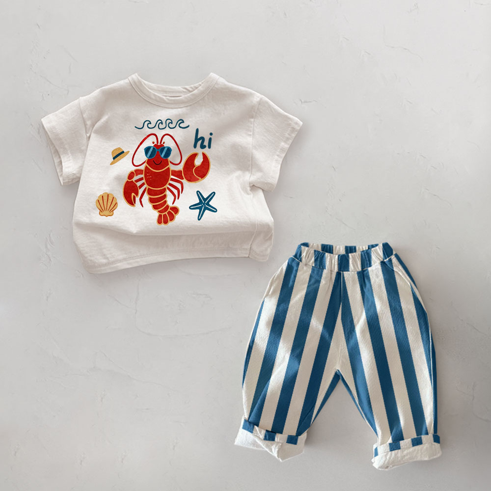 HI Baby Toddler Lobster Pattern Casual Pants 2-Piece Set