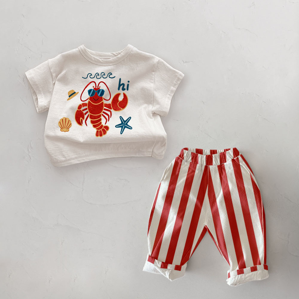 HI Baby Toddler Lobster Pattern Casual Pants 2-Piece Set