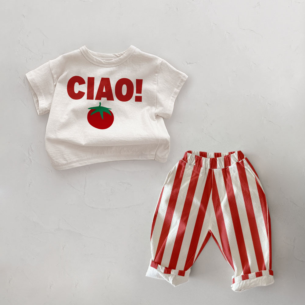 CIAO Baby Toddler Tomato Pattern Casual Pants 2-Piece Set