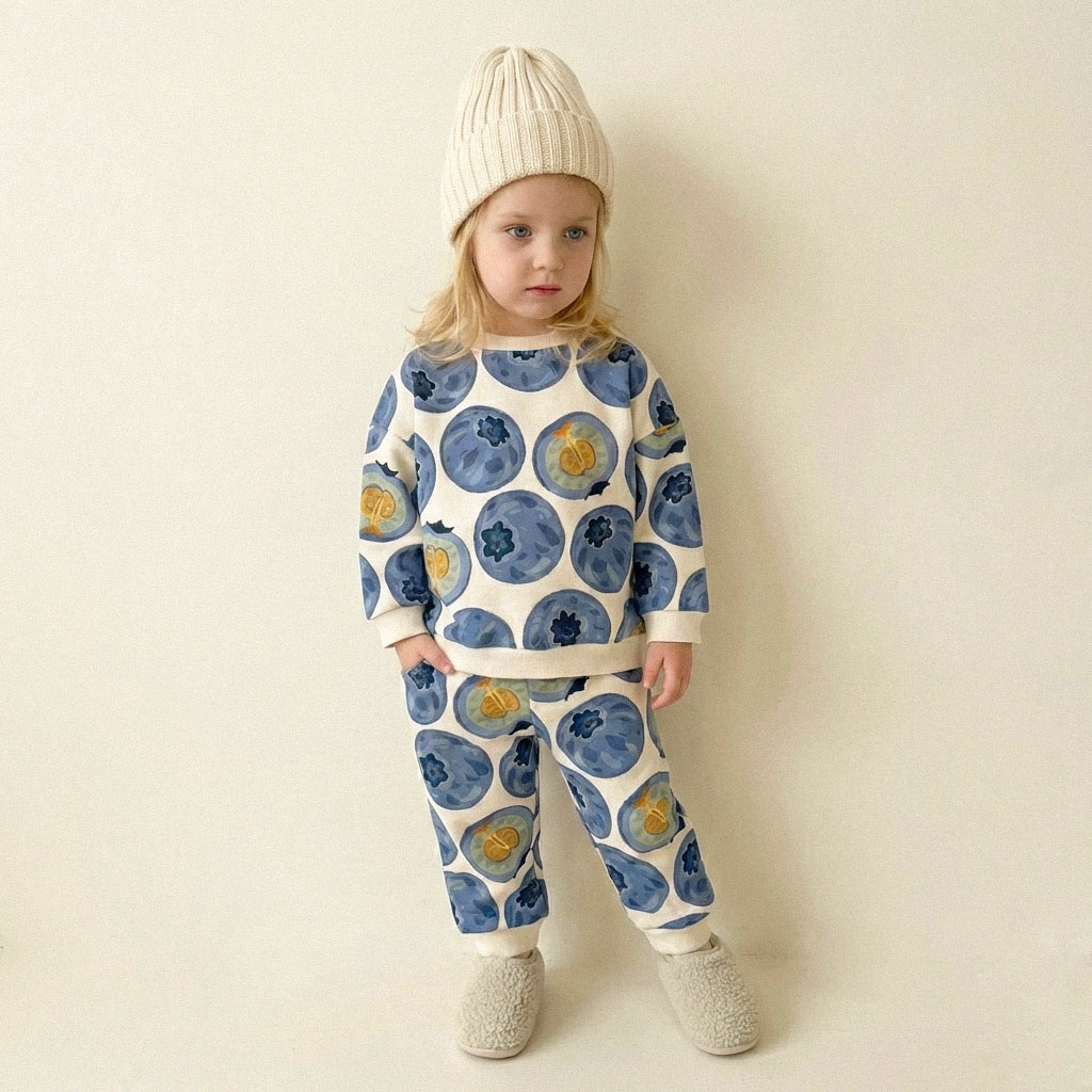 Baby Toddler Blueberry Pattern 2-Piece Set