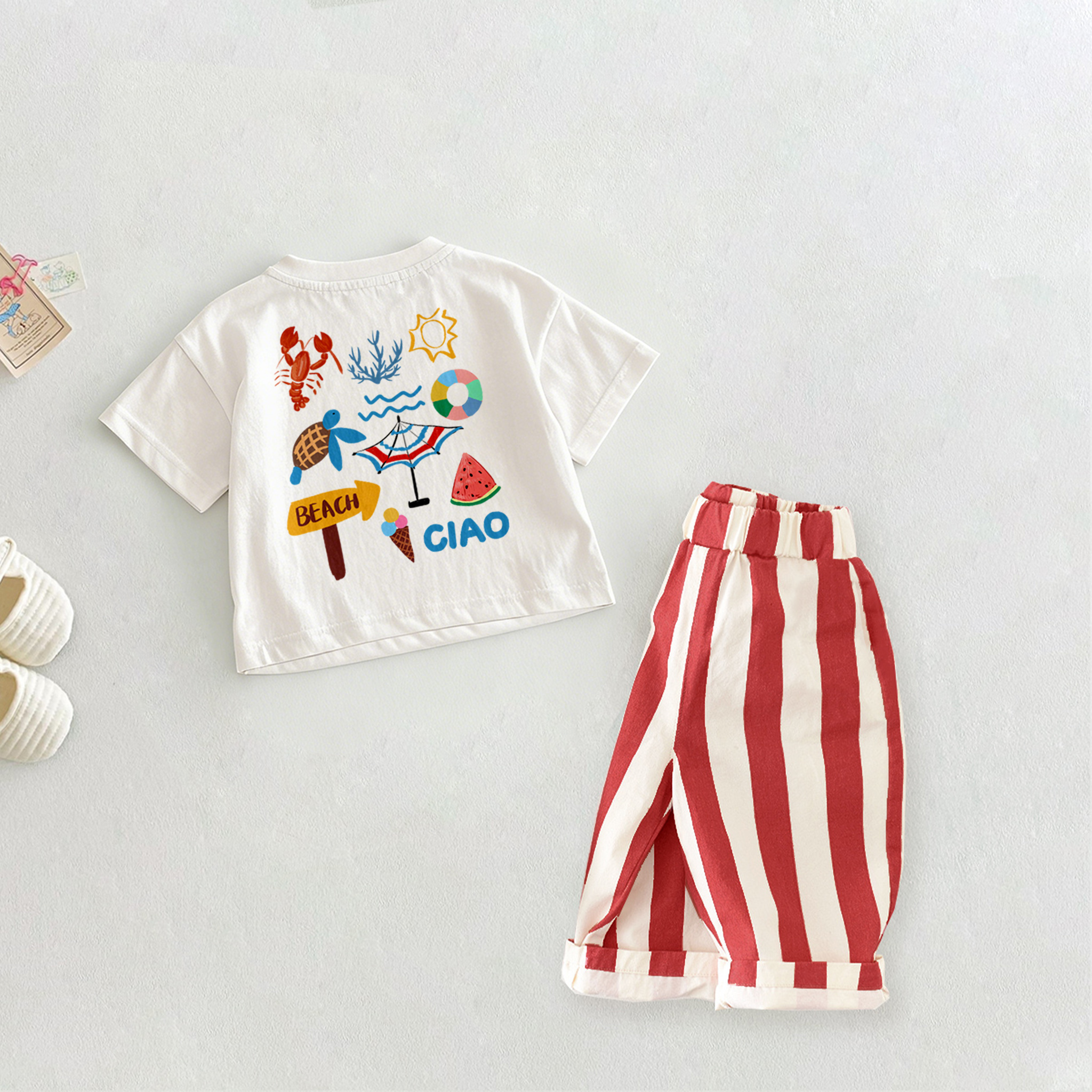 CIAO Baby & Kids Lobster Turtle Front & Back T-Shirt and Pants Set