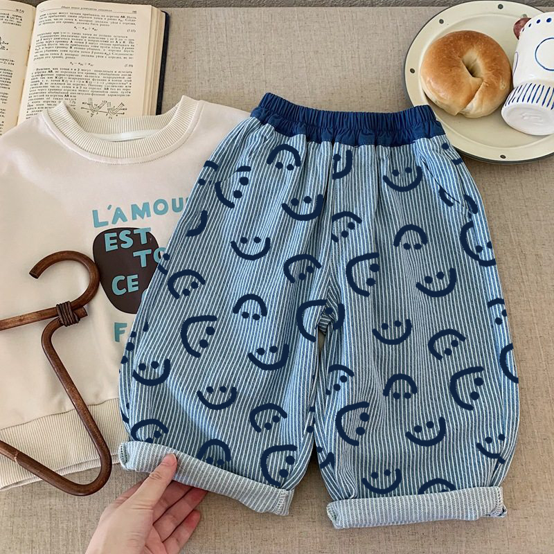 Baby & Kids Smiley Stripe Denim Pants