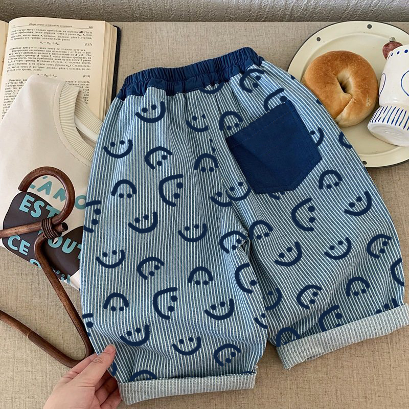 Baby & Kids Smiley Stripe Denim Pants