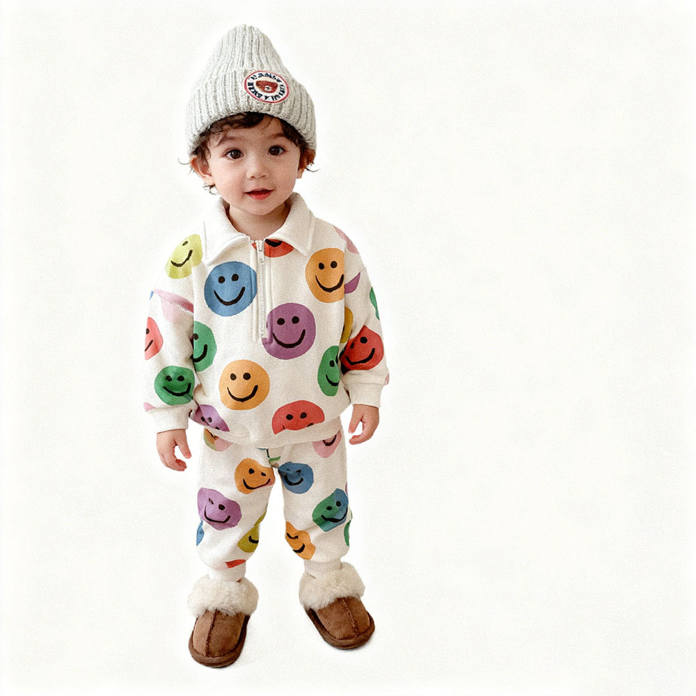 Baby Toddler Colorful Smiley Polo 2-Piece Set