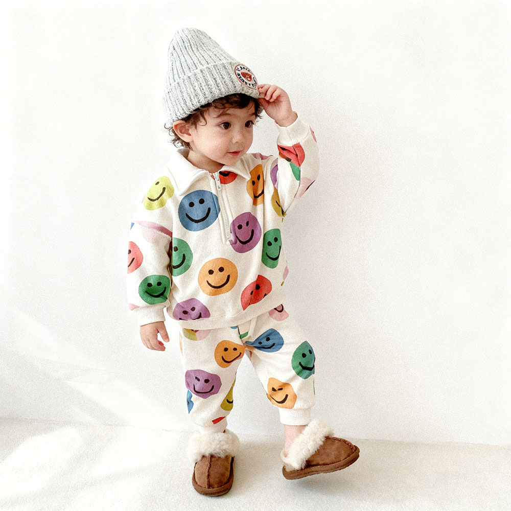 Baby Toddler Colorful Smiley Polo 2-Piece Set