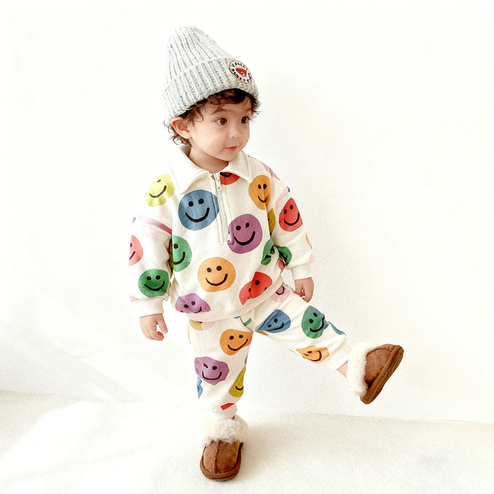 Baby Toddler Colorful Smiley Polo 2-Piece Set