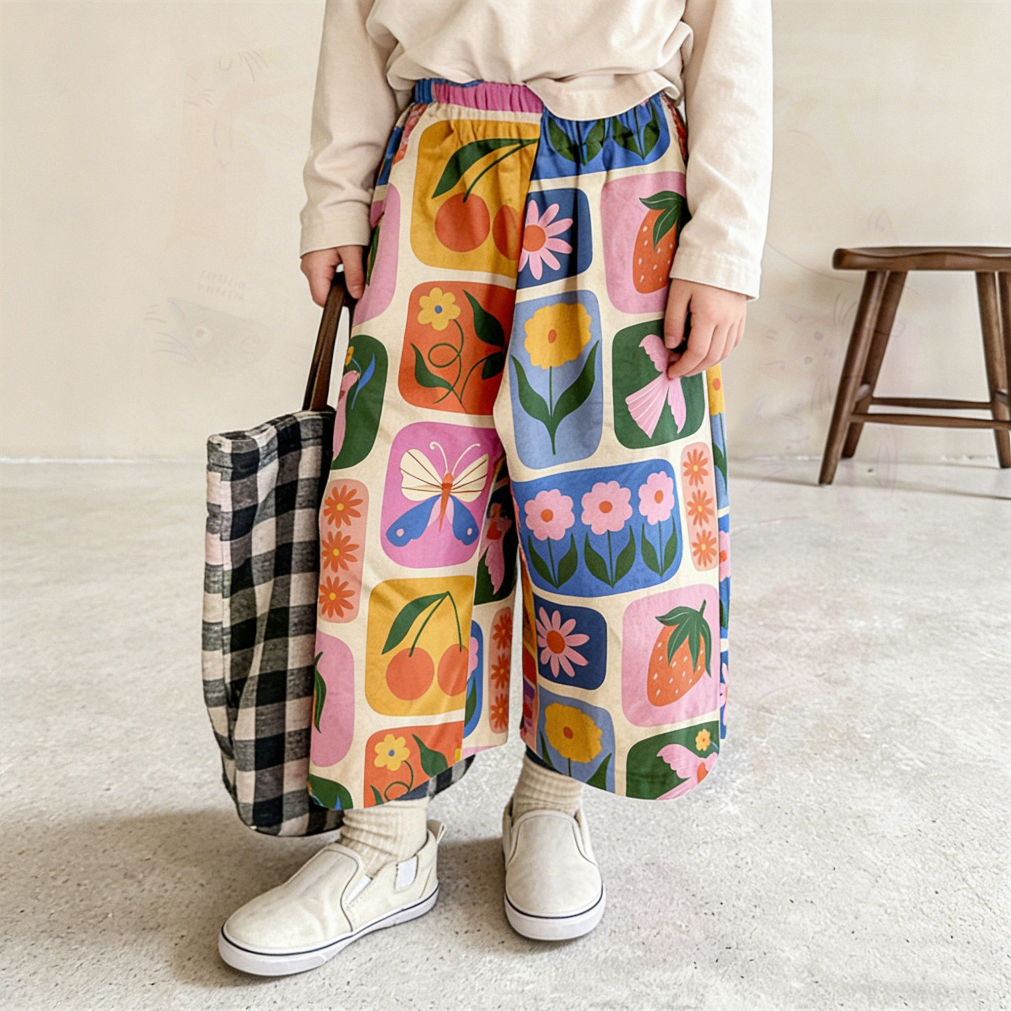 Baby & Kids Flower Plaid Print Pants