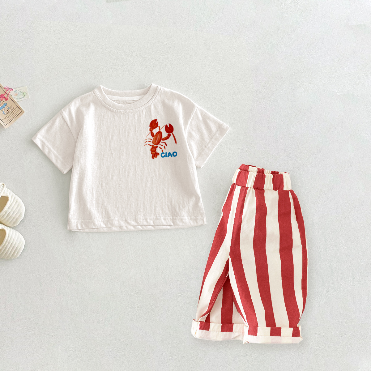 CIAO Baby & Kids Lobster Turtle Front & Back T-Shirt and Pants Set