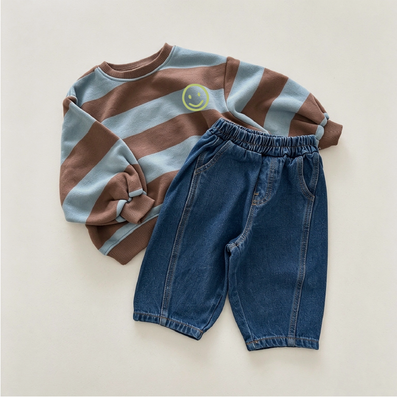Baby & Kids Smile Face Print Stripe Sweatshirt