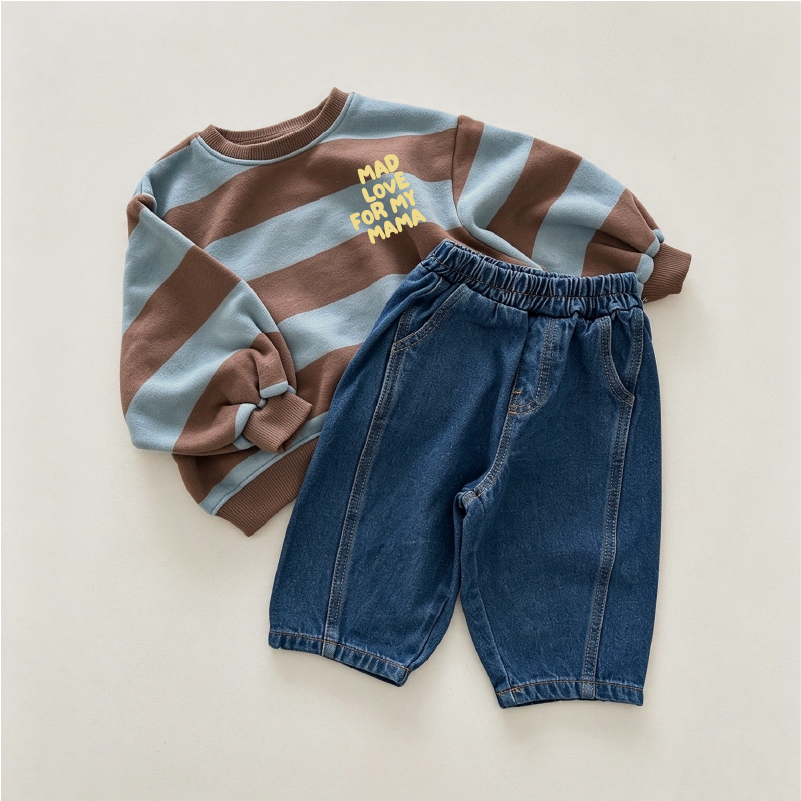 Mad Love For My Mama Baby & Kids Slogan Stripe Sweatshirt