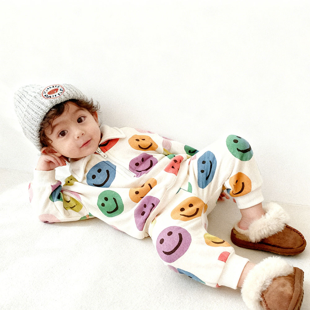 Baby Toddler Colorful Smiley Polo 2-Piece Set