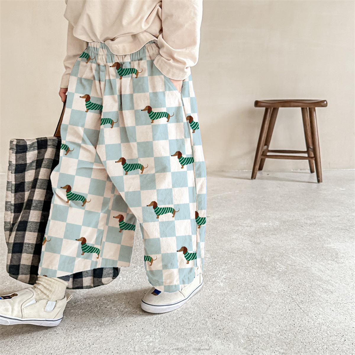 Baby & Kids Dachshund Checkerboard  Pants