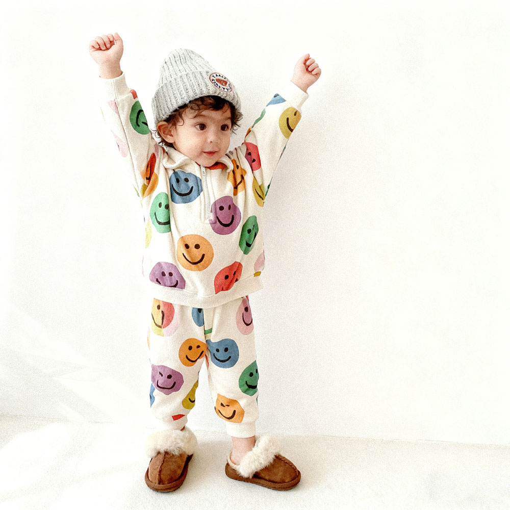 Baby Toddler Colorful Smiley Polo 2-Piece Set