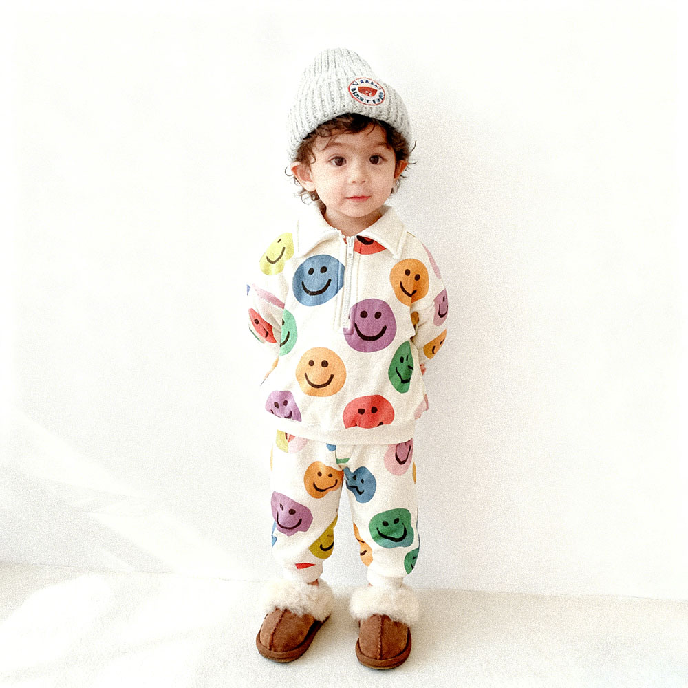 Baby Toddler Colorful Smiley Polo 2-Piece Set