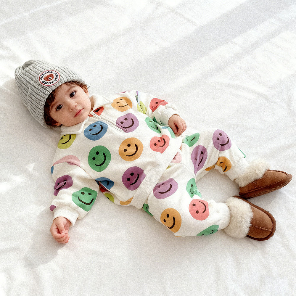 Baby Toddler Colorful Smiley Polo 2-Piece Set