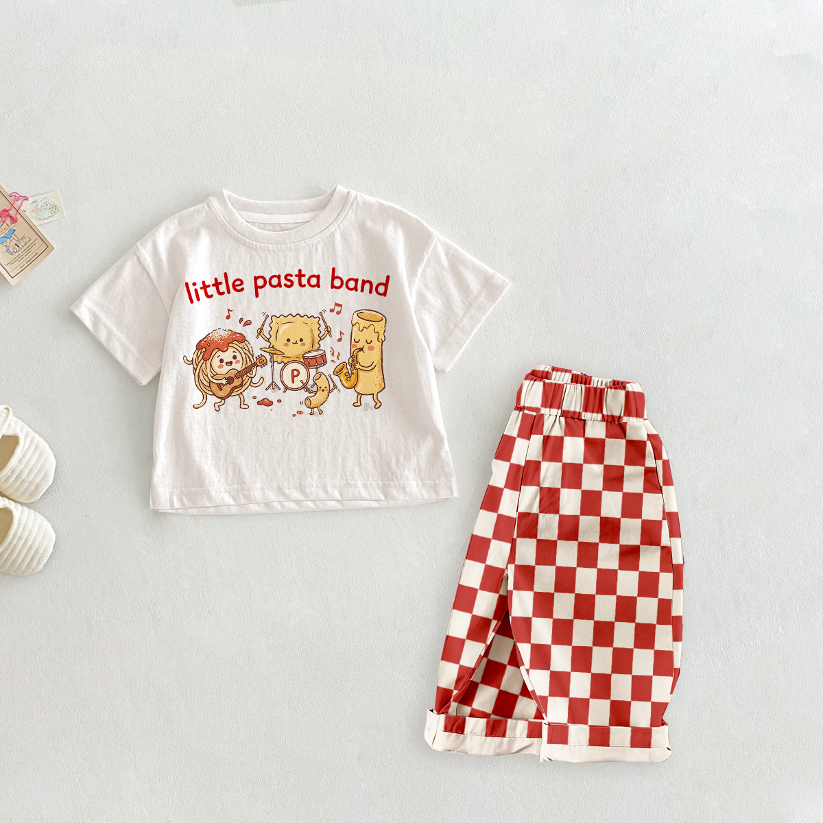 LITTLE PASTA BAND Baby & Kids Check 2 Piece Set