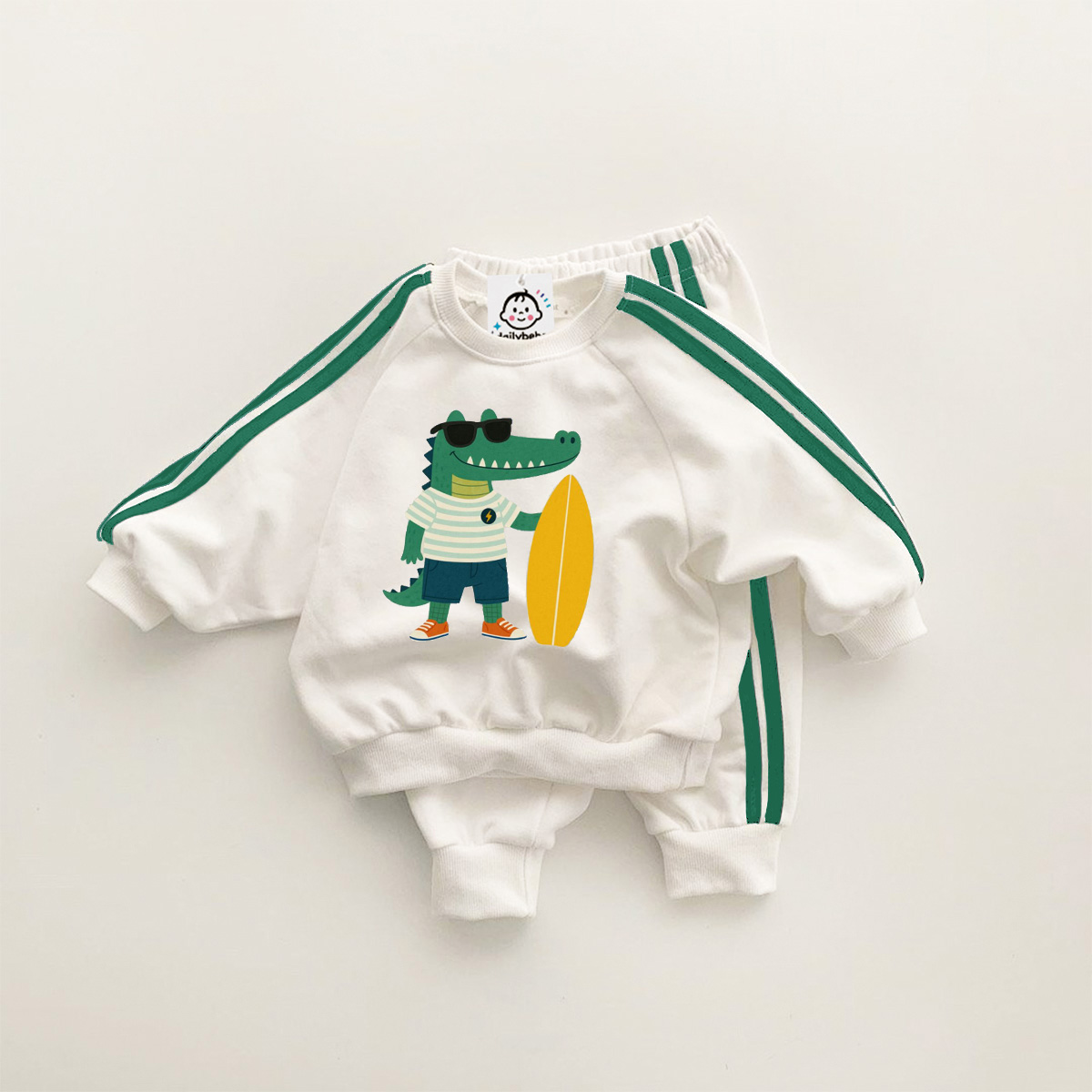 Baby Crocodile Skateboard Sweatshirt Sets