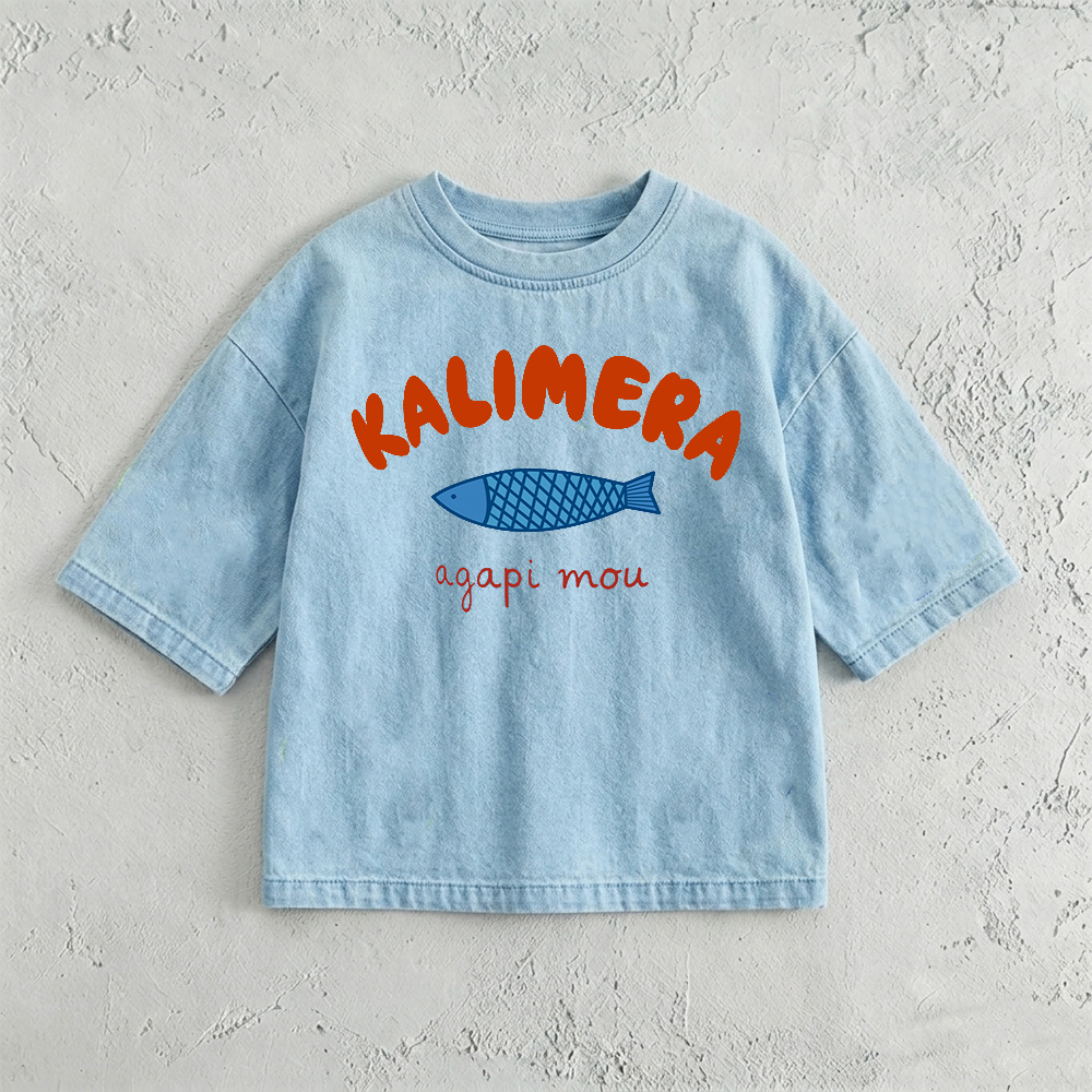 KALIMERA Baby & Kids Sardines Washed T-Shirt (6M-12Y)