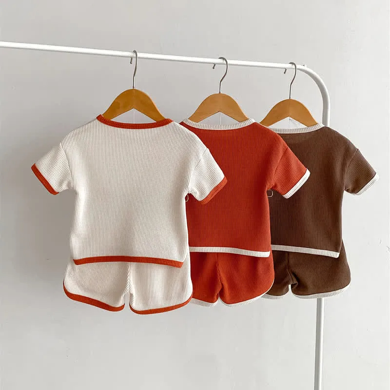 Baby 2-Piece Simple Waffle Sweatsuit Set