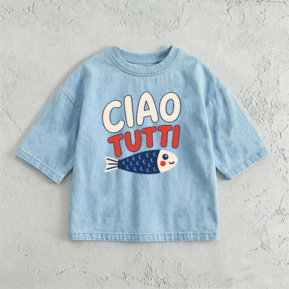 The CIAO TUTTI Baby & Kids Sardines Print Washed T-Shirt (6M-12Y)