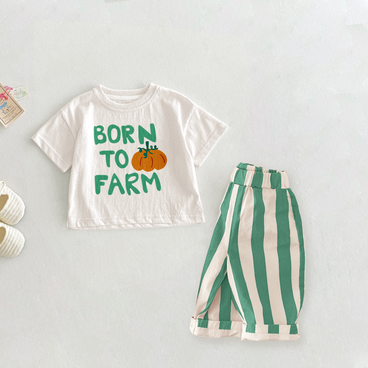 BORN TO FARM Baby Toddler Pumpkin 2 Piece Sets