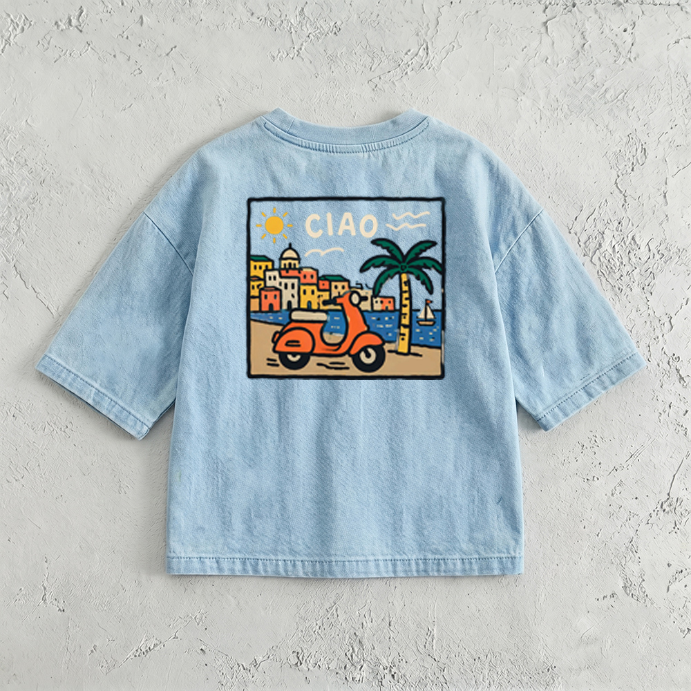 CIAO Baby & Kids Bicycle Print Washed T-Shirt (6M-12Y)