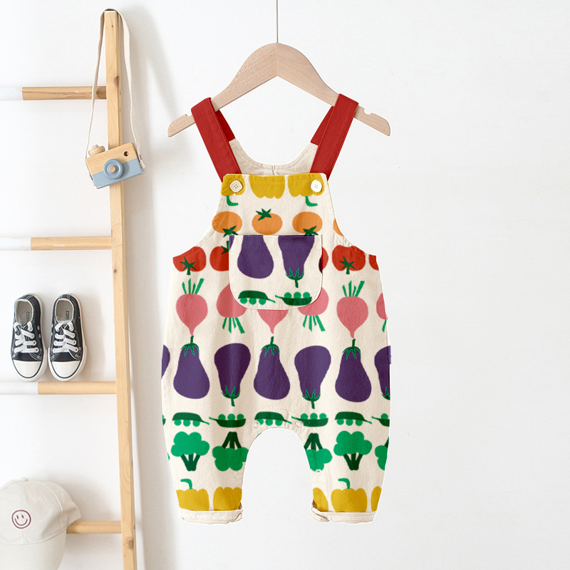 Baby Kid Girl Fruits Vegetables Overalls