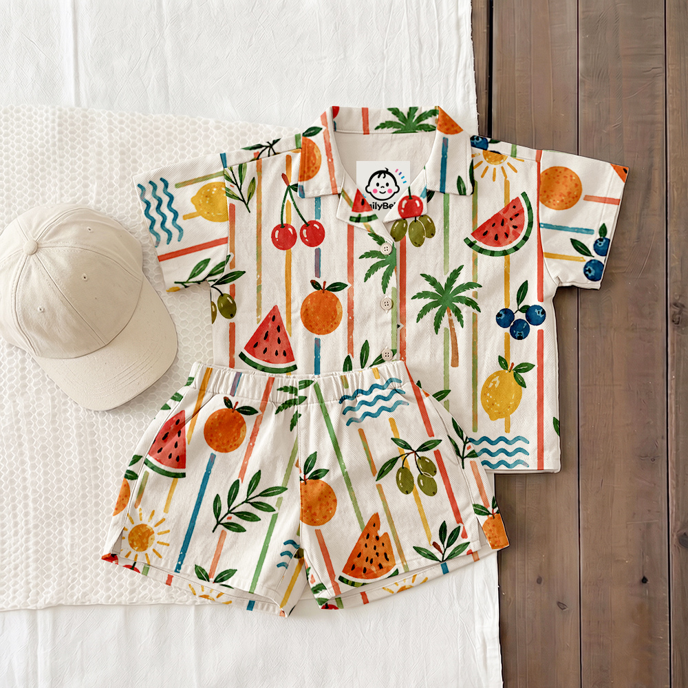 Baby & Kids Fruits Stripe Lapel Beach Sets