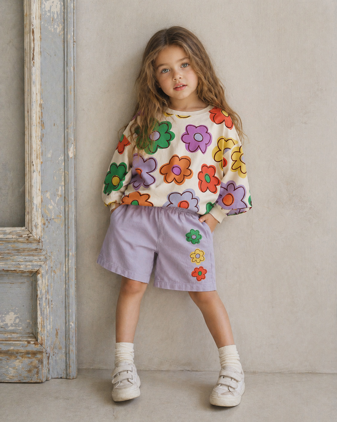 Baby & Kids Colorful Flowers Tee and Shorts Sets