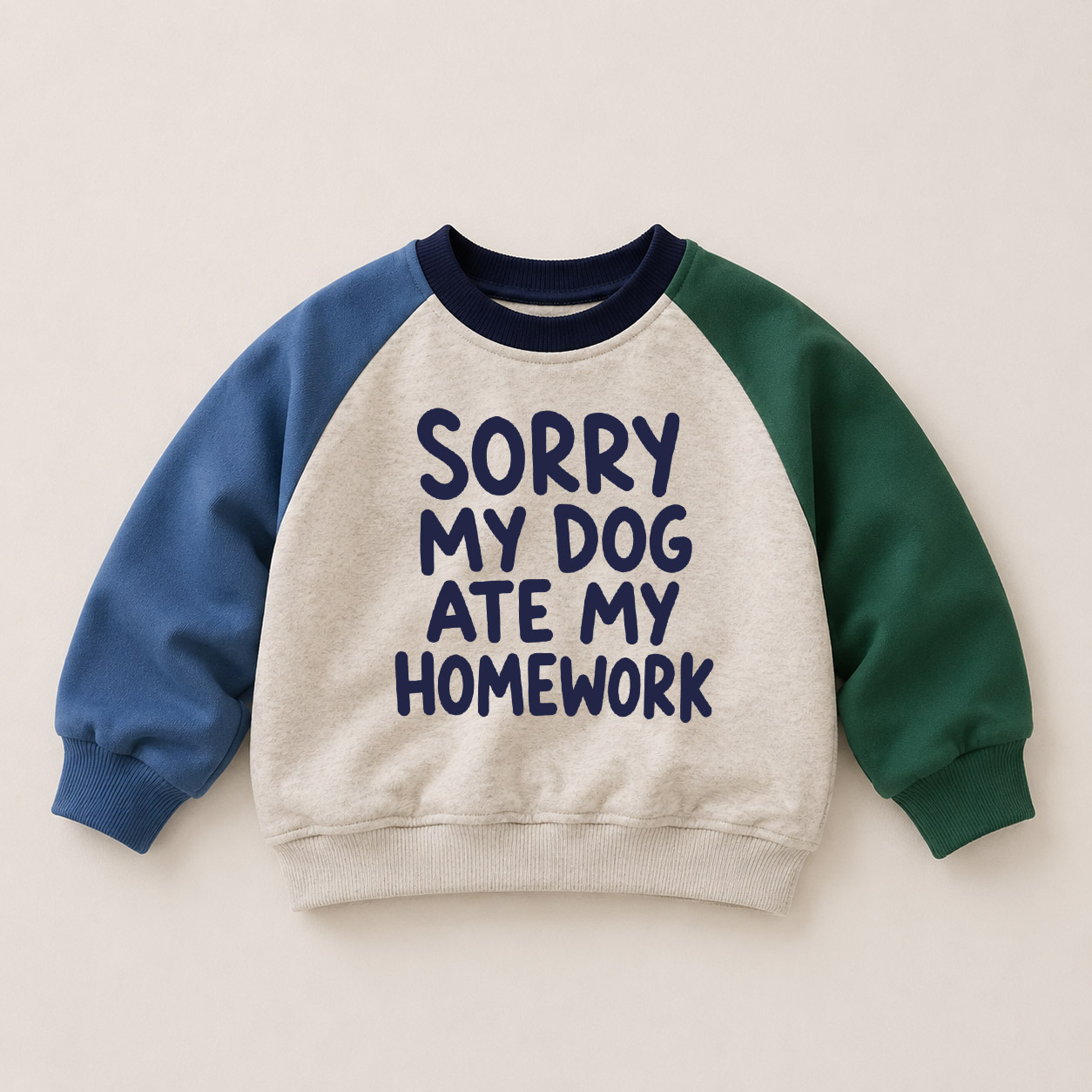 SORRY MY DOG ATE MY HOMEWORK Baby & Kids Pattern Color Block Sweatshirt