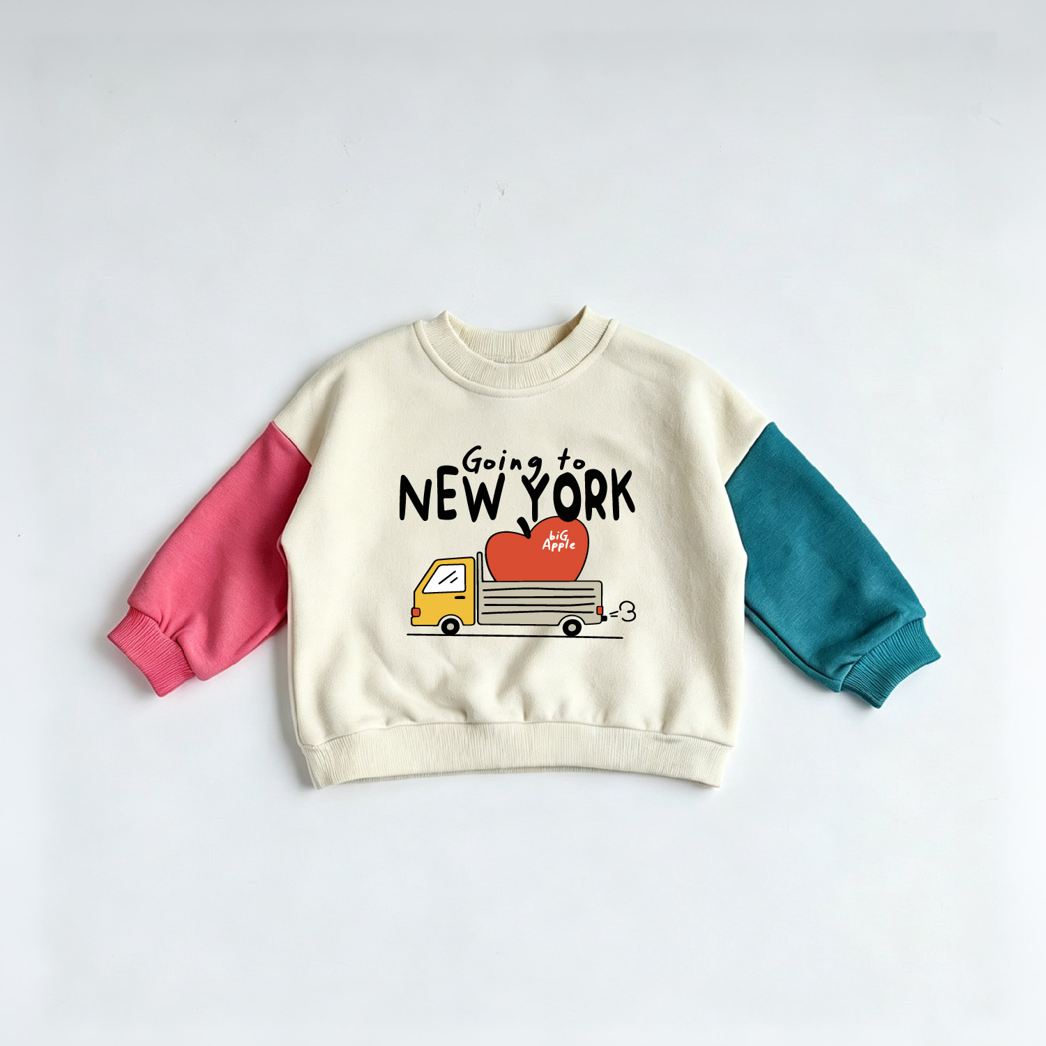 GOING TO NEW YORK Baby & Kids Truck Apple Contrasting Colors Sweatshirt