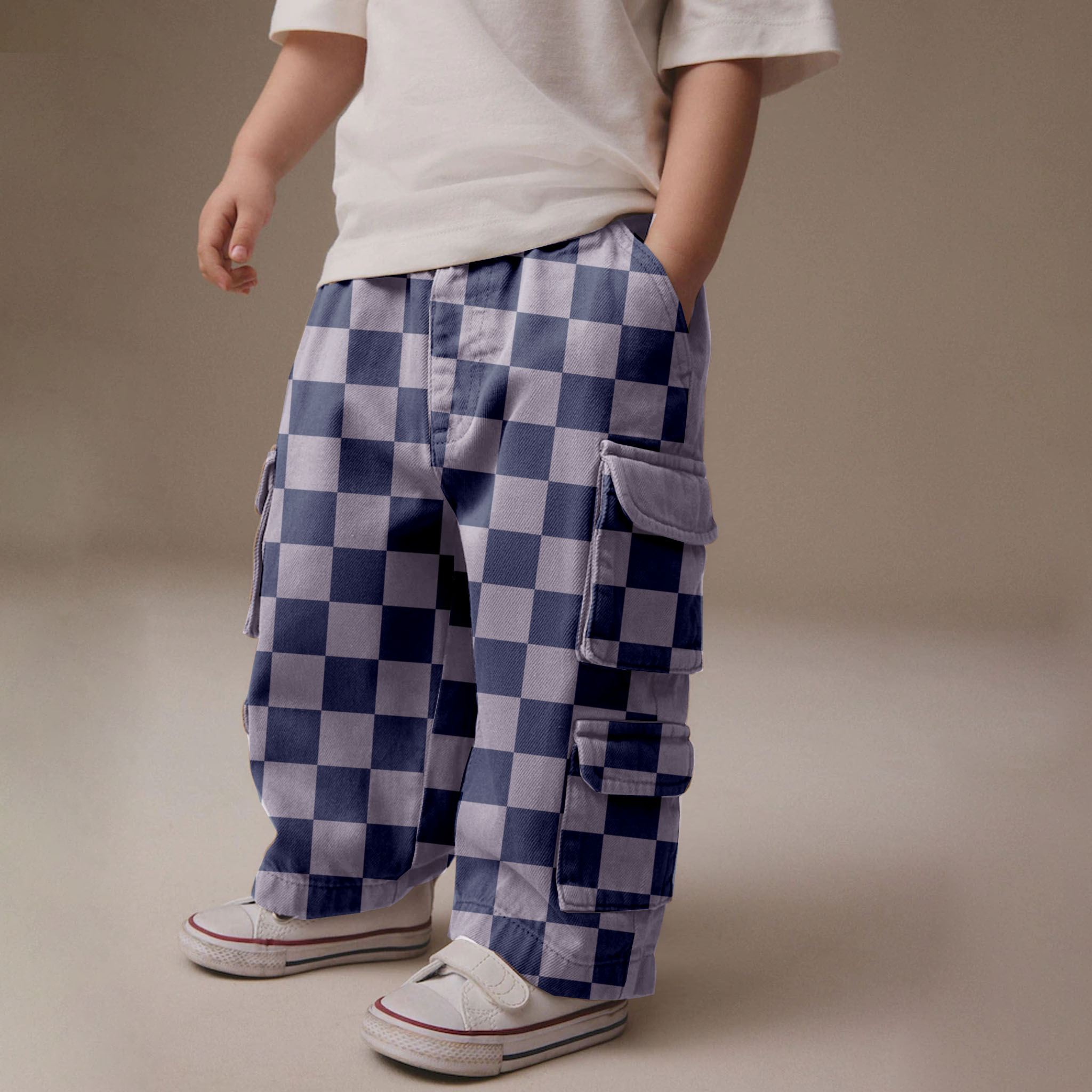 Baby & Kids Checkerboard Multiple Pockets Pants