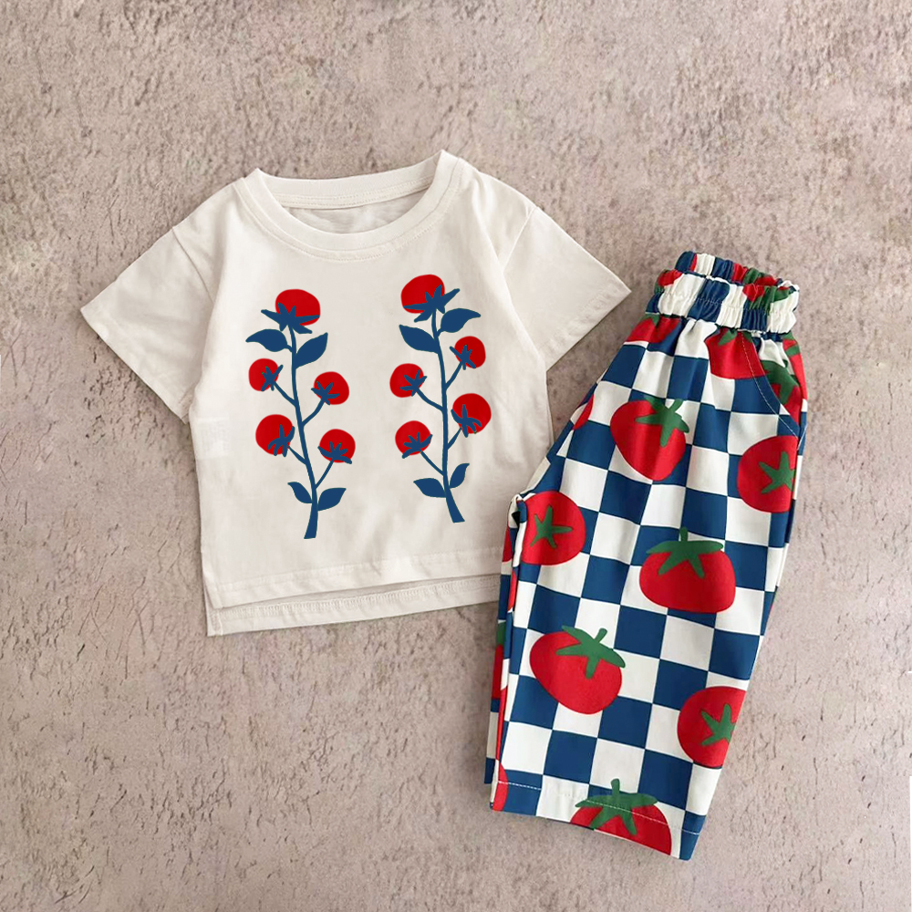 Baby & Kids Tomato Checkerboard Pattern 2 Piece Set