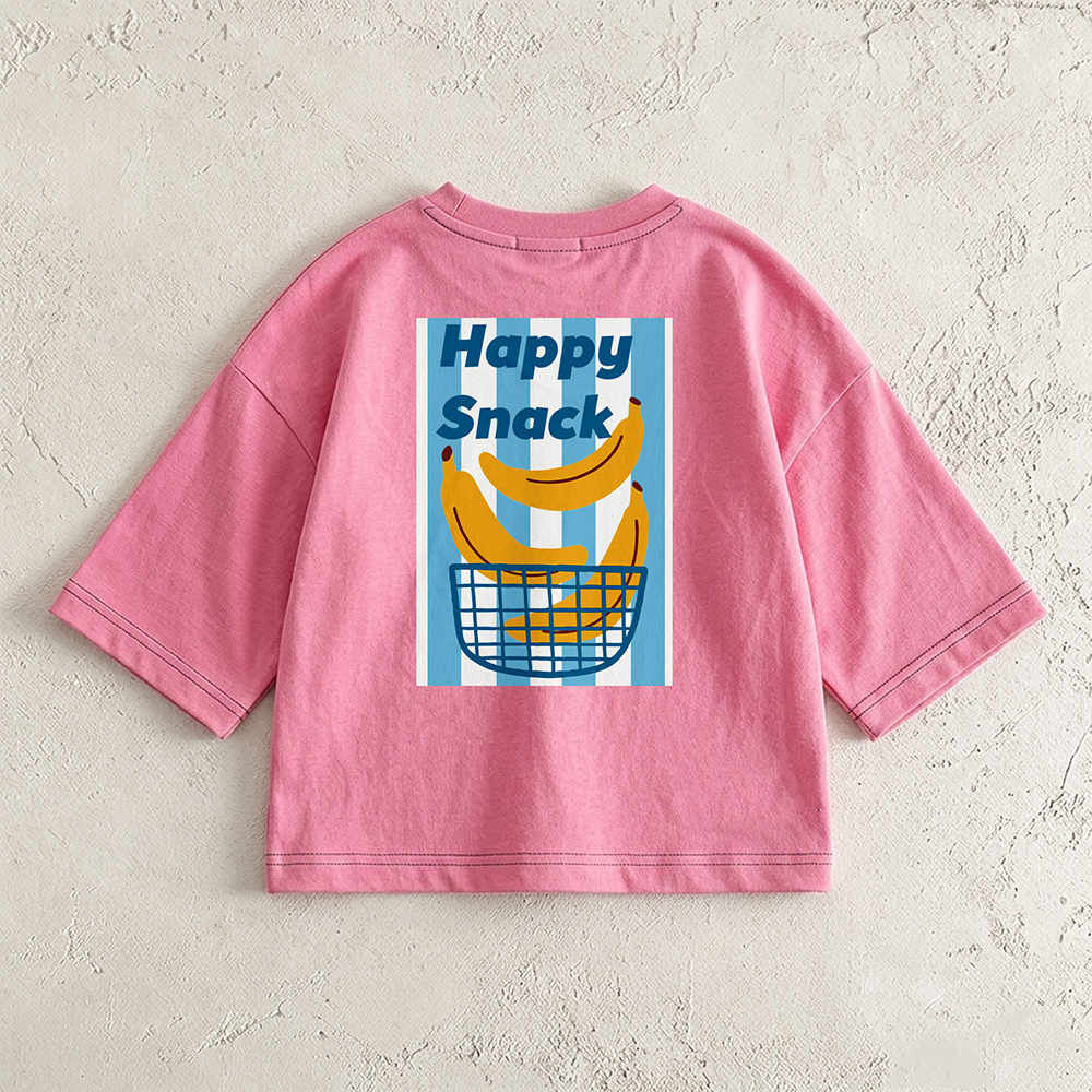 HAPPY SNACK Baby & Kids A Basket of Bananas Front & Back T-Shirt (6M-12Y)
