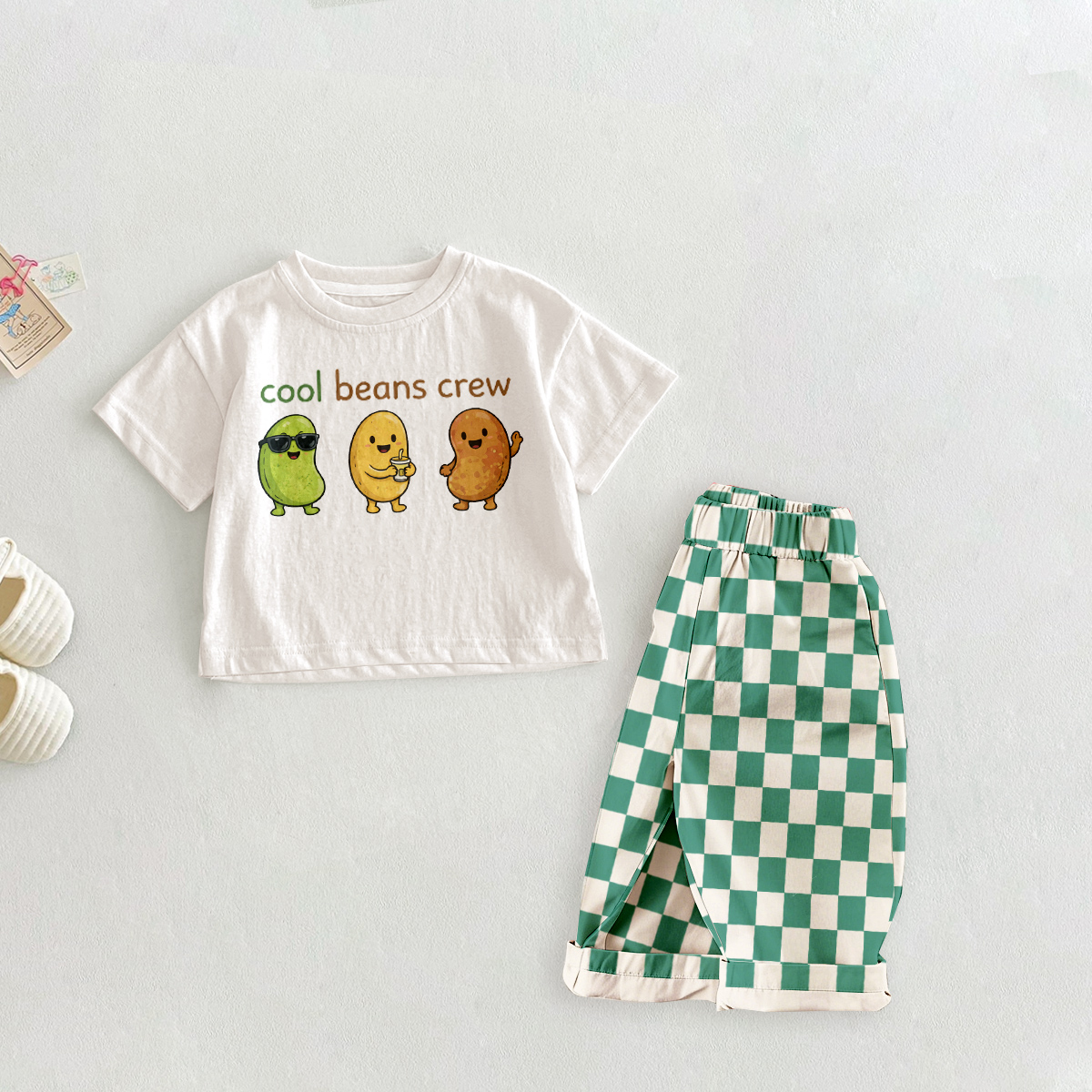 COOL BEAN CREW Baby & Kids Potato  Check 2 Piece Set