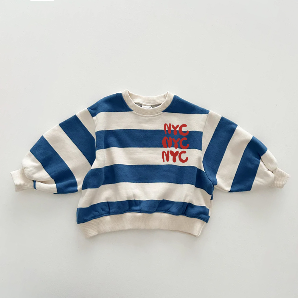 NYC Baby & Kids Slogan Stripe Sweatshirt