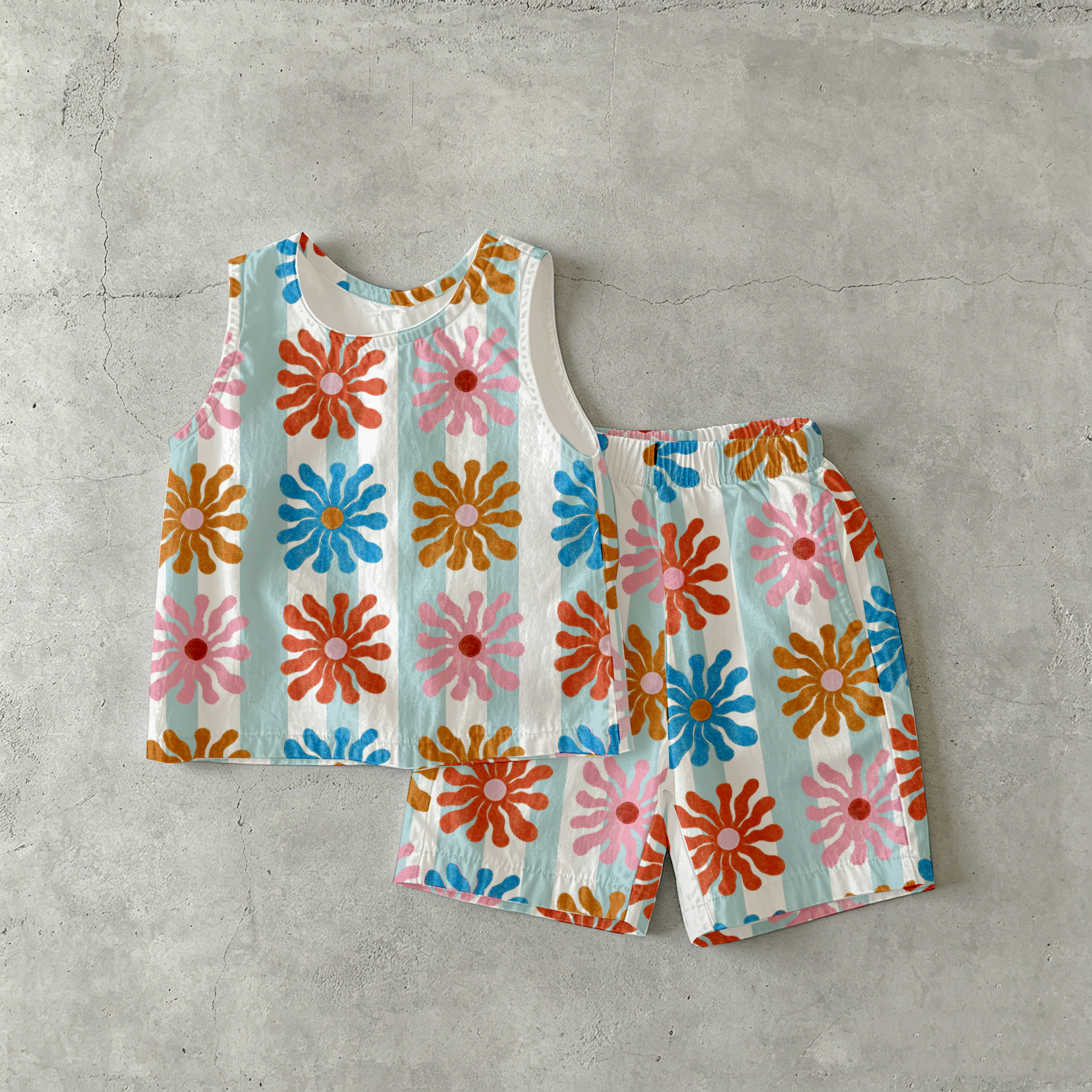 Baby & Kids Sunflower Stripe Tank and Shorts Set