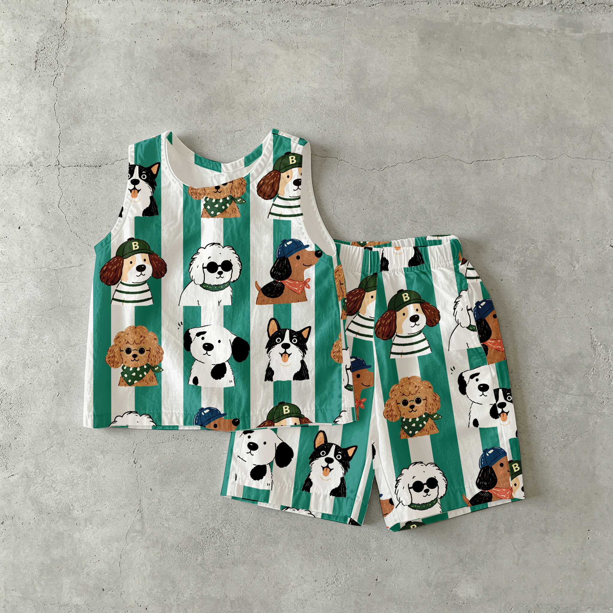 Baby & Kids Dogs Stripe Tank and Shorts Set