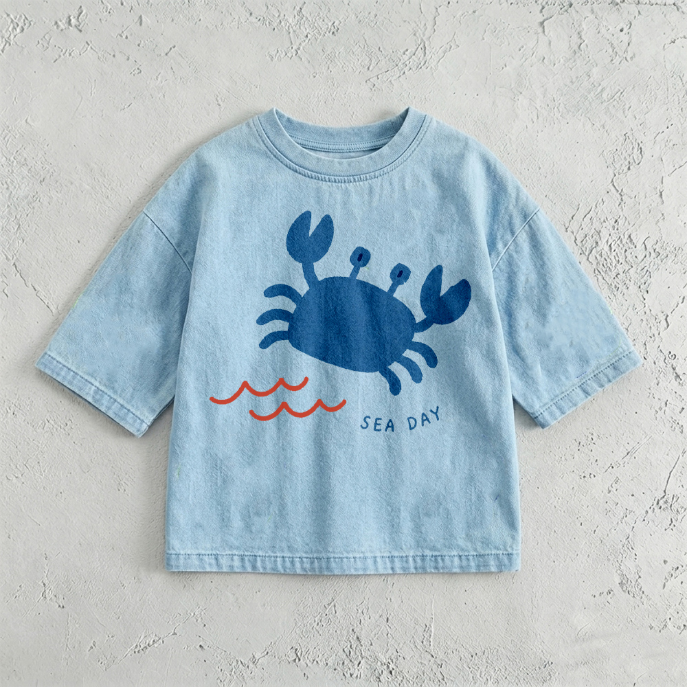 SEA DAY Baby & Kids Crab Washed T-Shirt (6M-12Y)