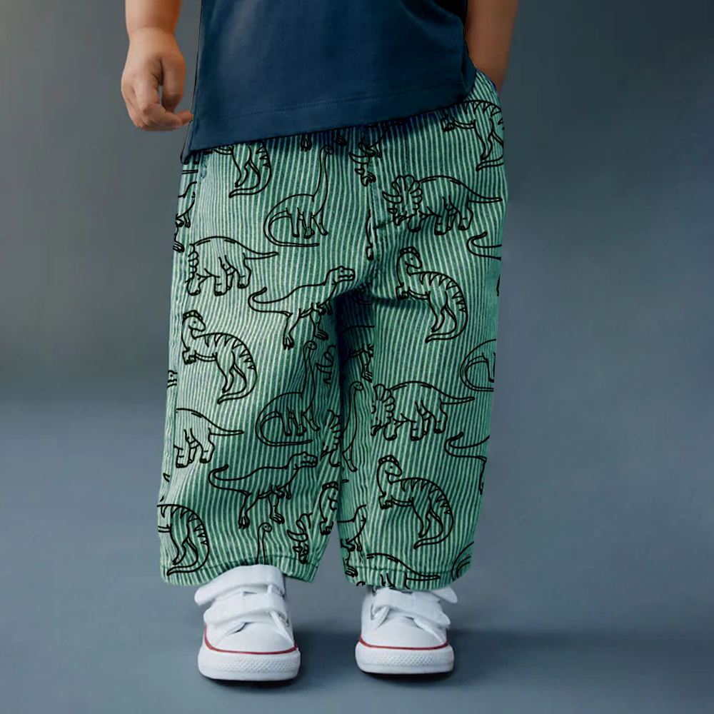 Baby & Kids Dinosaur Stripe Denim Pants