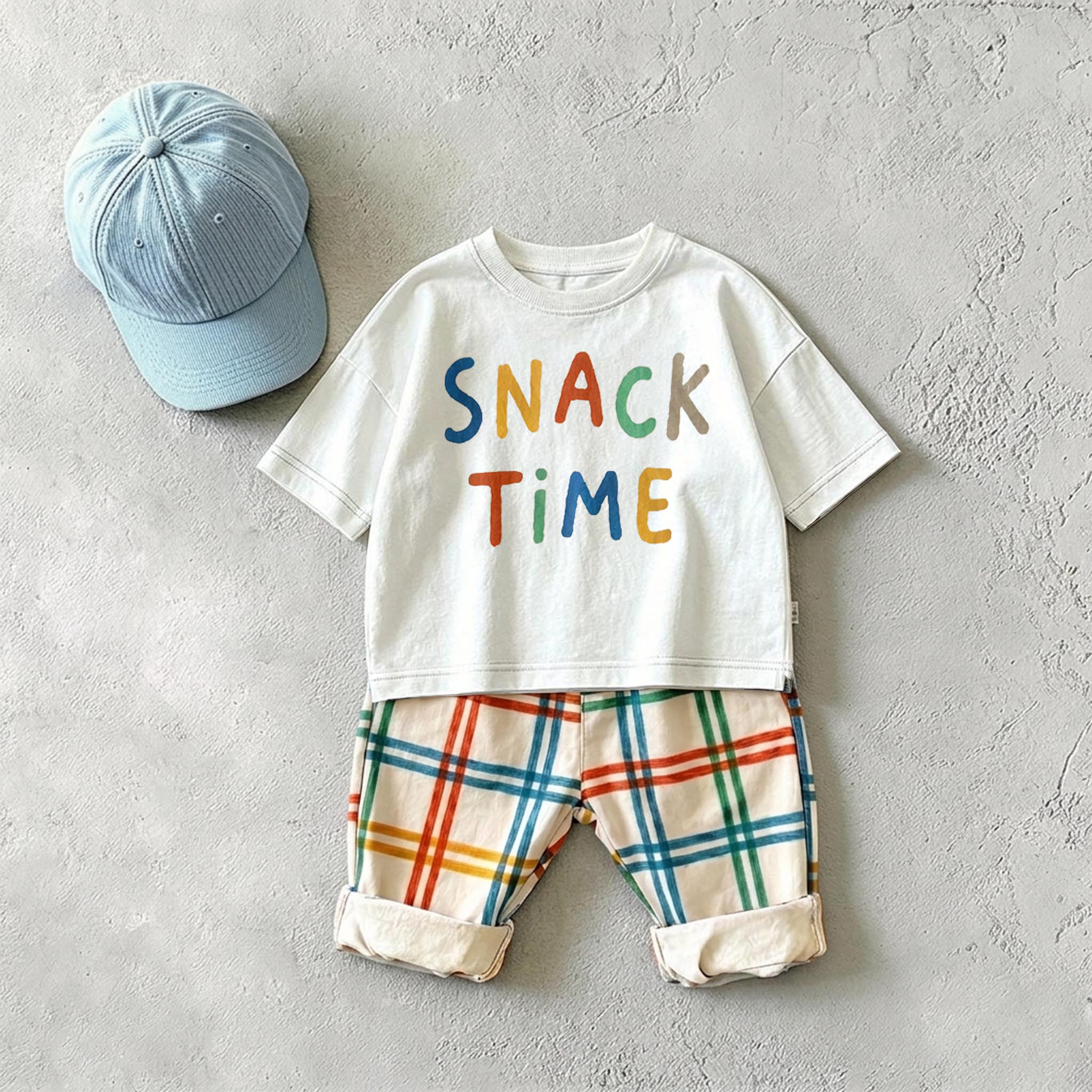 SNACK TIME Baby & Kids Colorful Plaid 2 Piece Set