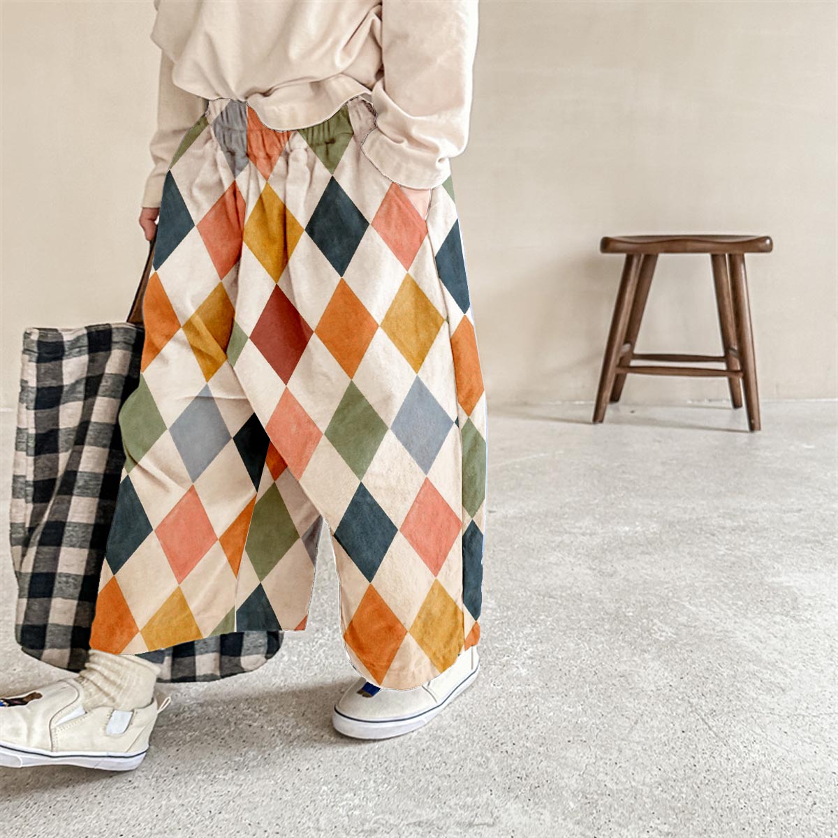 Baby & Kids Diamond Plaid Print Pants