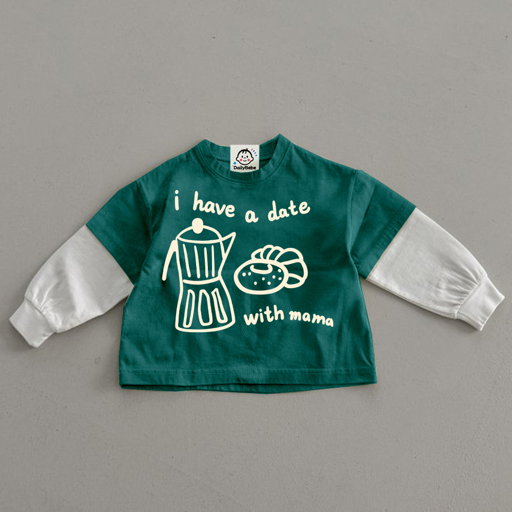 I HAVE A DATE WITH MOM Kids Color-blocked Tee