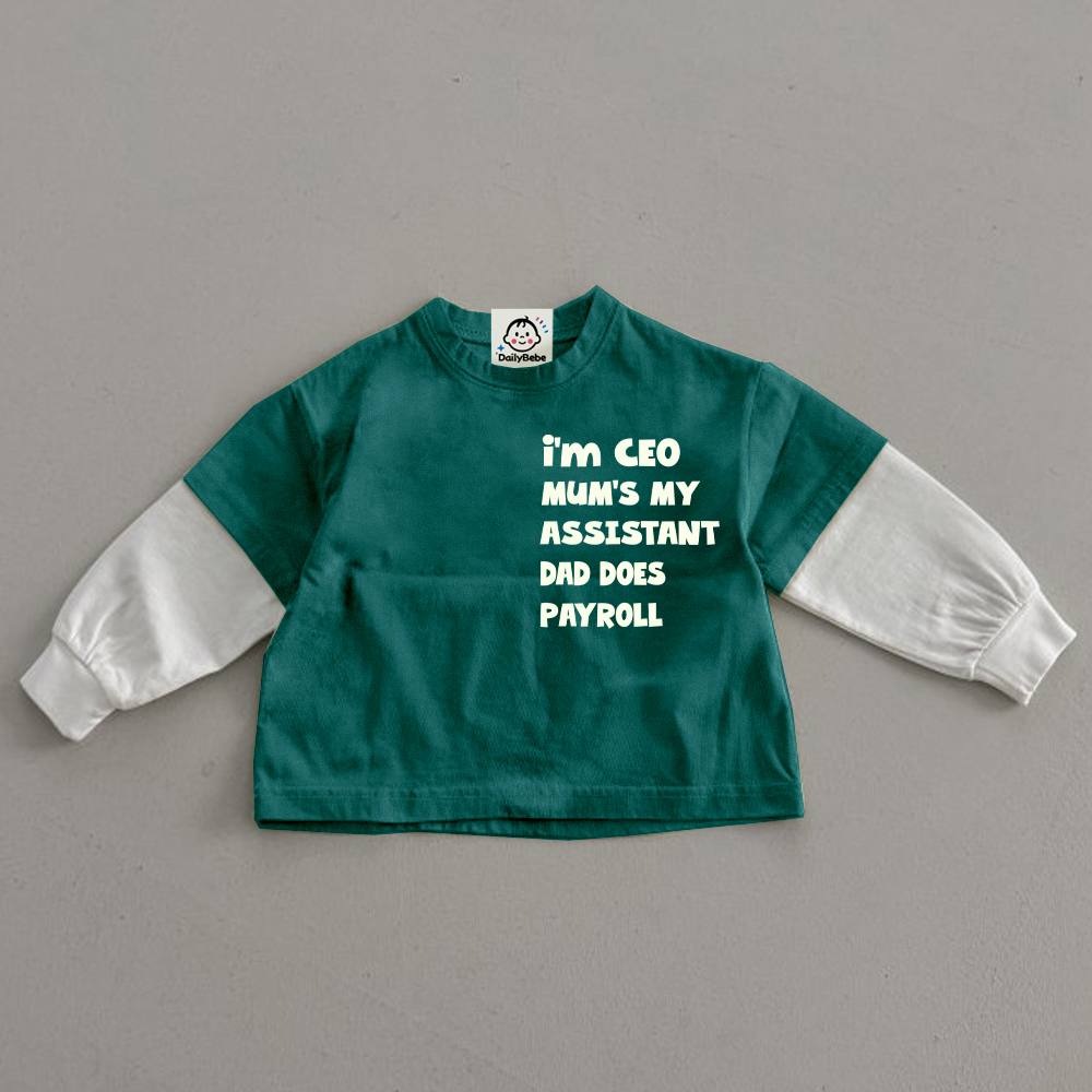 I'M CEO MUM'S MY ASSISTANT DAD DOES PAYROLL Baby& Kids Color-blocked Tee