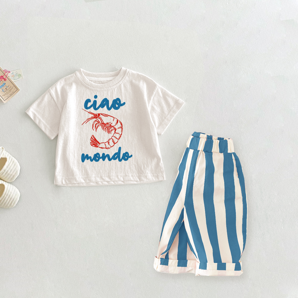 CIAO MONDO Baby Toddler Gamberetto Pattern 2 Piece Set